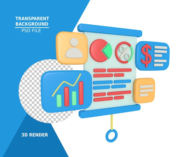 Financial report presentation 3d rendering