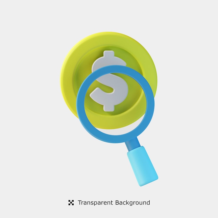 PSD financial research 3d icon illustration