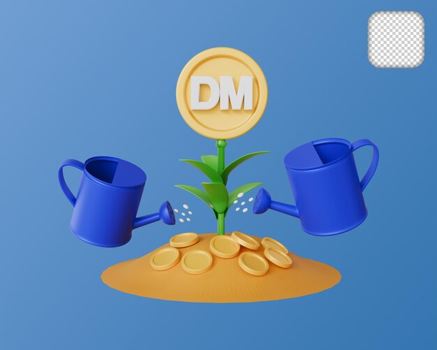 PSD financial stacks deutsche mark growing investment business 3d illustration