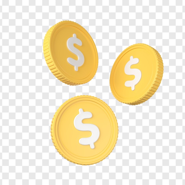 Financial Success Concept 3D Render Money Coins and Cash in Business and Economy Design Icon