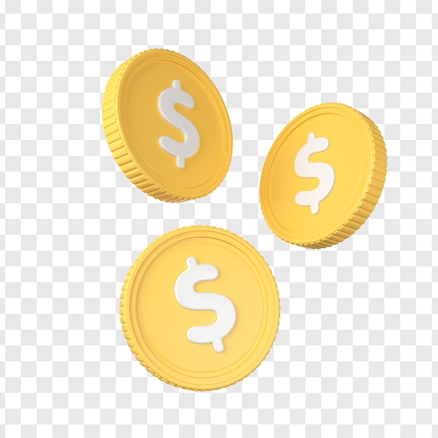 PSD financial success concept 3d render money coins and cash in business and economy design icon