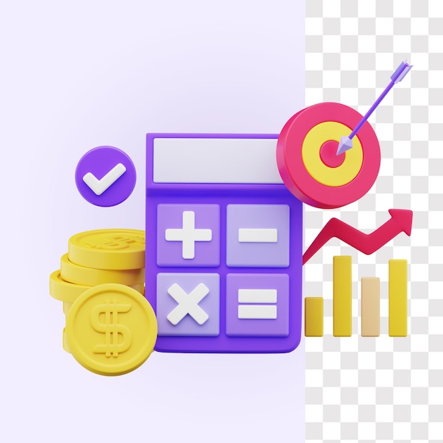 PSD financieel doel 3d illustratie