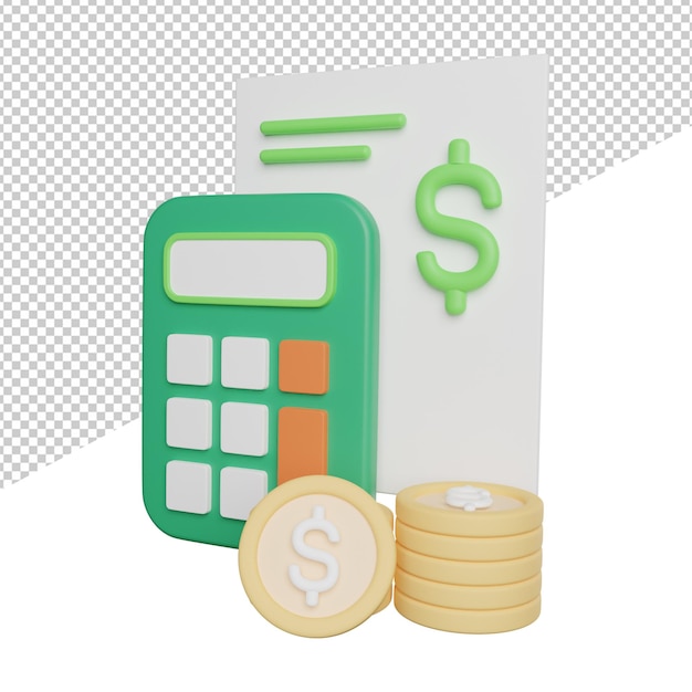 PSD financiële boekhouding saldo zijaanzicht 3d-rendering pictogram illustratie op transparante achtergrond