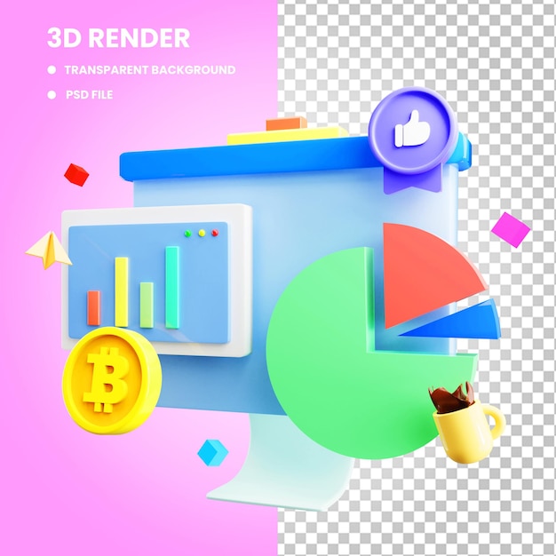 Financiële prestatie 3D-rendering illustratie