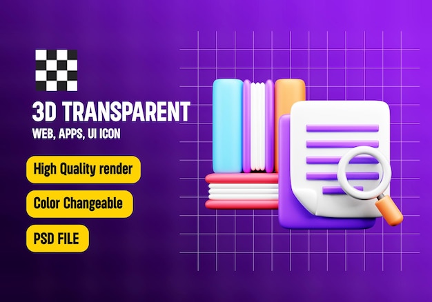 find books 3d icon or library 3d icon