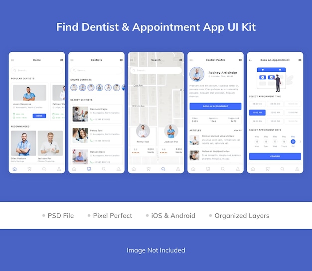 Find dentist amp appointment app ui kit