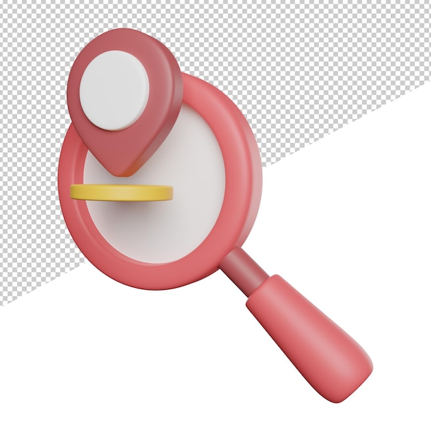 Find location search side view 3d rendering icon illustration on transparent background