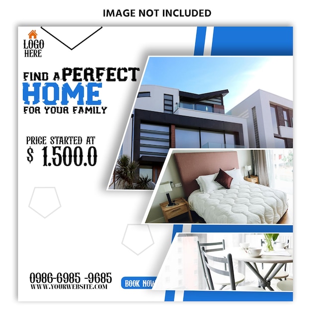 PSD find a perfect home social media promotion and banner post design template