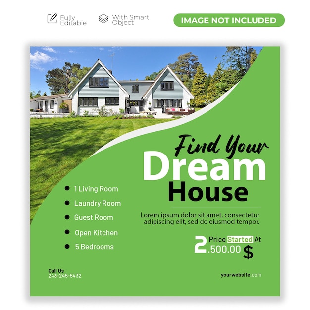 PSD find your dream house instagram post template