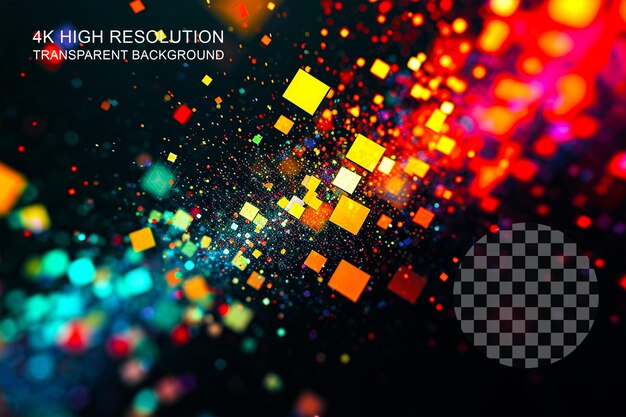 PSD fine square particles swirling and graphics style on transparent background