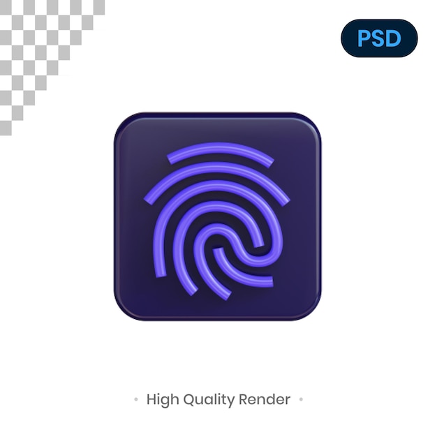 PSD finger print 3d render illustration premium psd