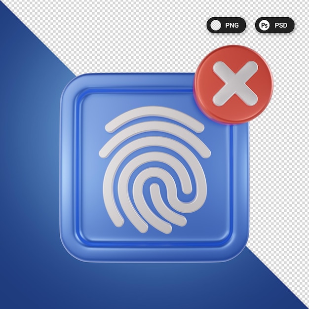 Finger print denied technology 3d icon set