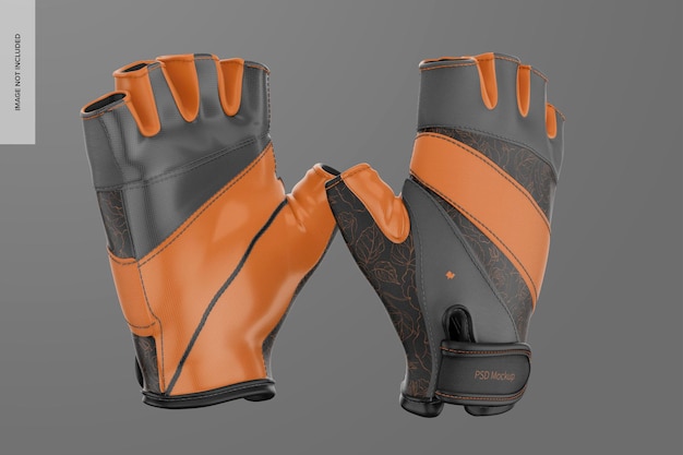 fingerless gloves mockup, front and back view