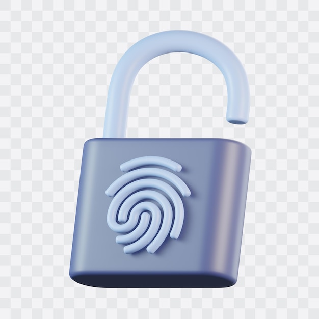 PSD fingerpint biometric padlock 3d icon