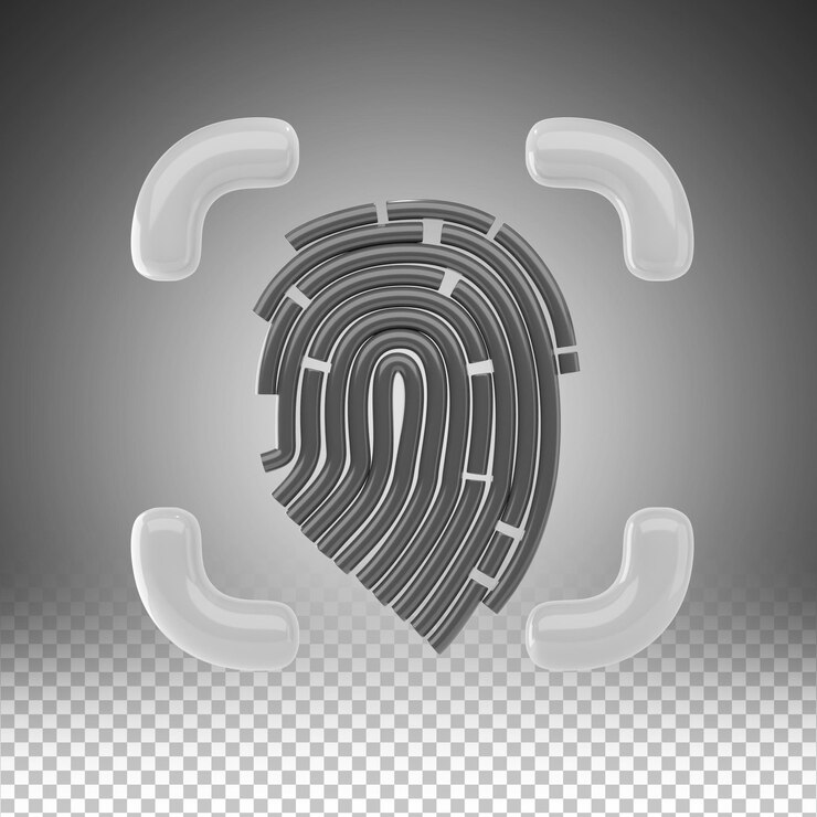 PSD fingerprint 3d icon and illustration