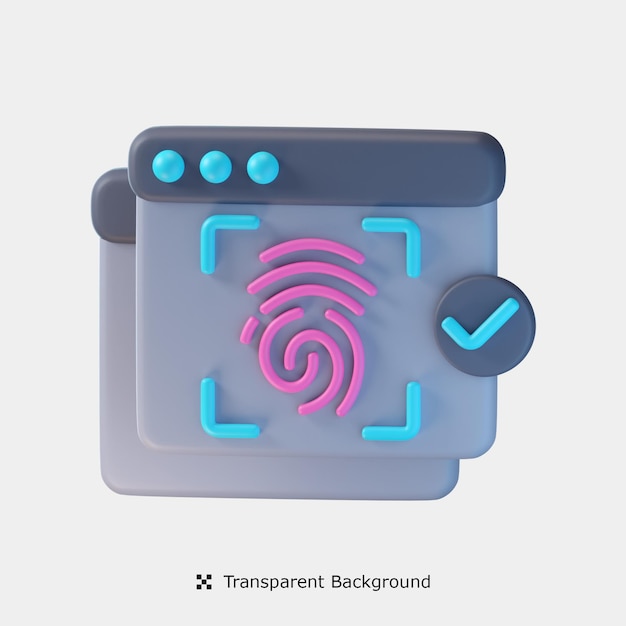 PSD fingerprint authentication 3d icon illustration