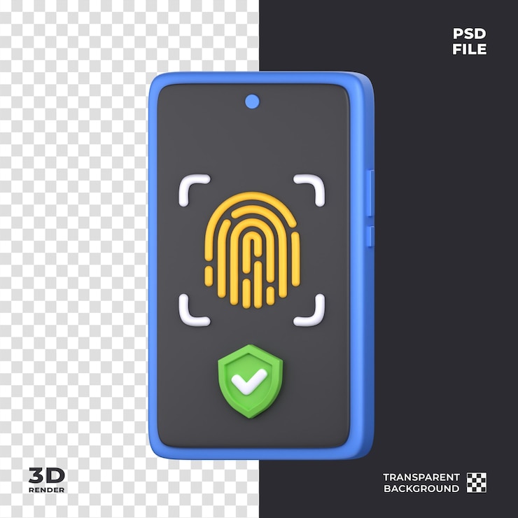 PSD fingerprint authentication 3d icon perfect for cyber security theme