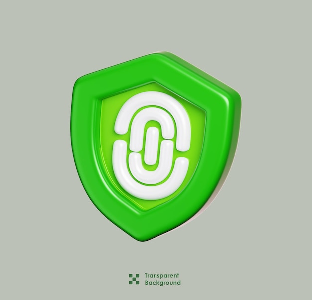 fingerprint on protection shield isolated computer network and cyber security icon 3d illustration