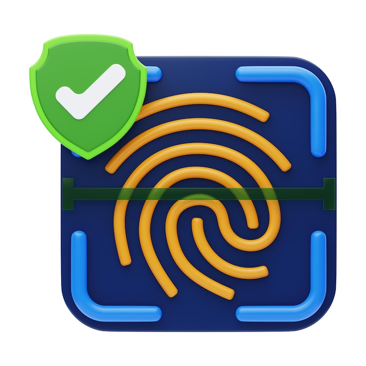 PSD fingerprint security 3d icon