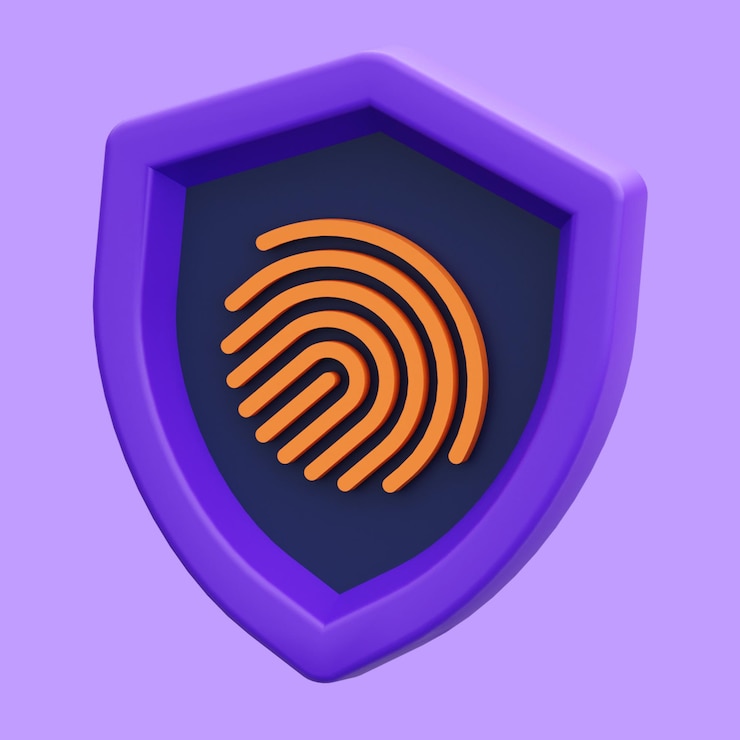 PSD fingerprint shield 3d icon