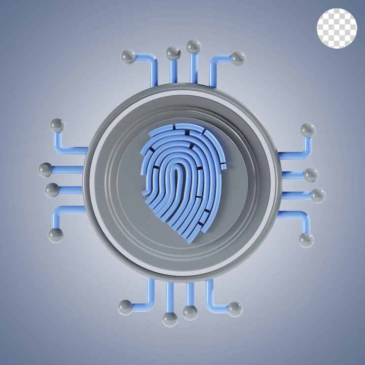 PSD fingerprint technology 3d icon