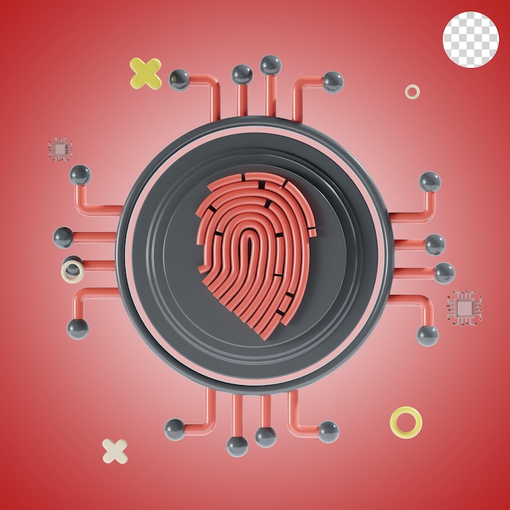 PSD fingerprint technology 3d icon
