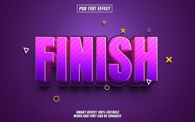 finish text effect font editable typography 3d text