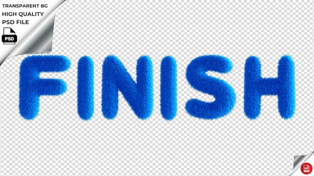PSD finish typography blue fluffy text psd przezroczyste