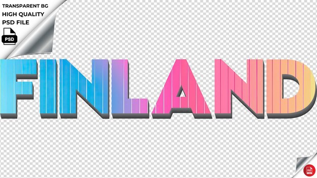 Finland typography rainbow colorful text texture psd transparent