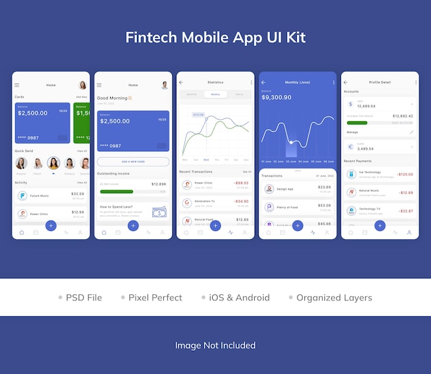 Kit dell'interfaccia utente dell'app mobile fintech