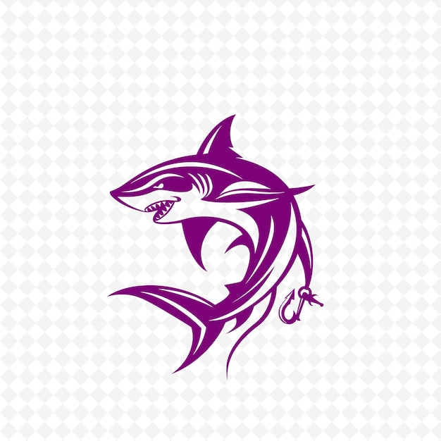 PSD fioletowa głowa rekina z logo rekina z przodu