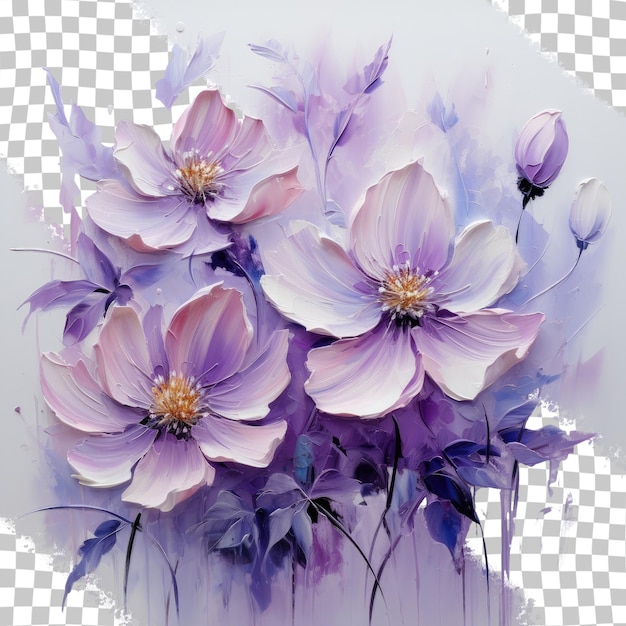 PSD fioletowa kompozycja kwiatowa przezroczyste tło