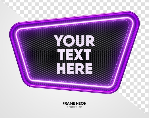 Fioletowa ramka z siatką i neonową teksturą w realistycznym renderowaniu 3d z przezroczystym tłem