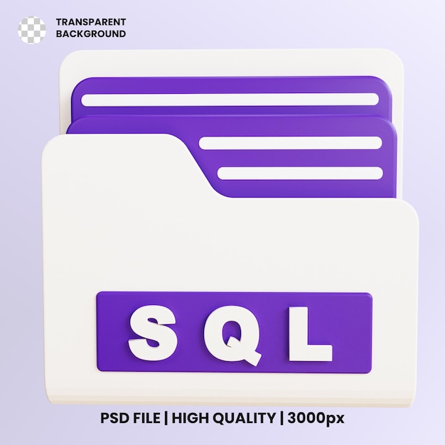 PSD fioletowy folder ze słowem sql