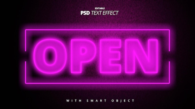 PSD fioletowy neon znak 3d efekt tekstowy szablon projektu