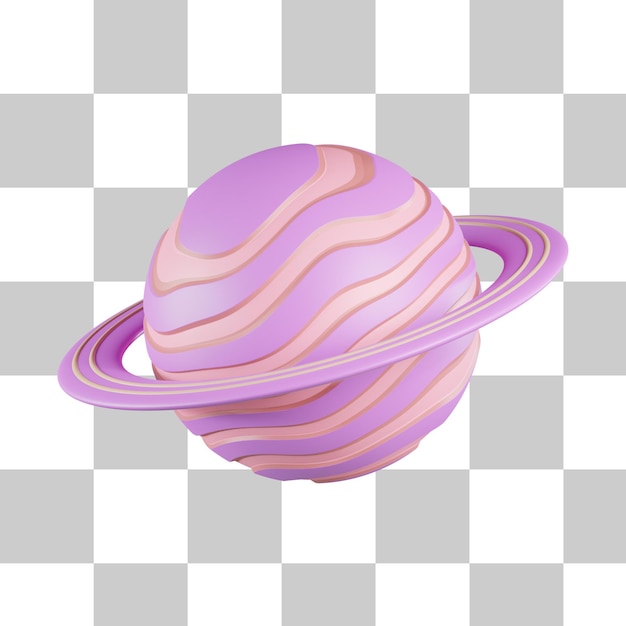 Fioletowy pierścień Saturn Planet 3D ikona