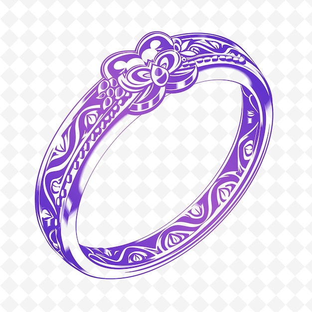 PSD fioletowy pierścionek z kwiatowym wzorem