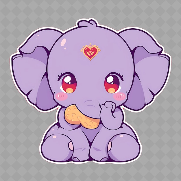 PSD fioletowy słoń z sercem na głowie