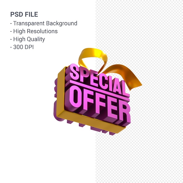 Fioletowy Specjalna Oferta Sprzedaży Renderowania Projektu 3d Na Sprzedaż Z żółtą Kokardką I Wstążką Na Białym Tle