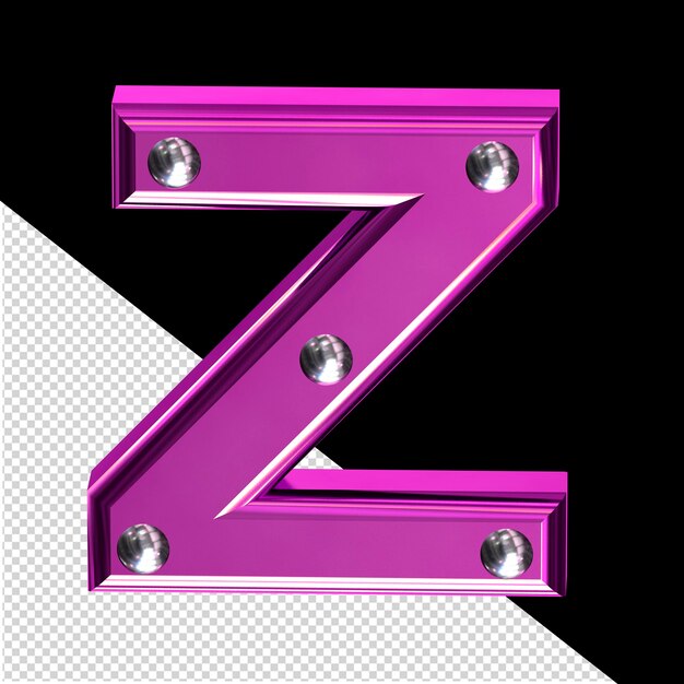 Fioletowy Symbol 3d Z Metalowymi Nitami Litera Z