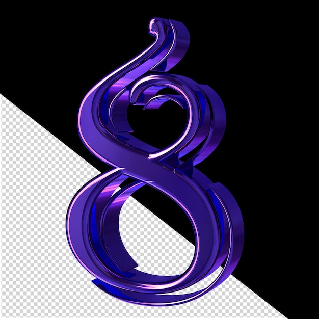 Fioletowy Symbol Widok Z Prawej Strony Numer 8