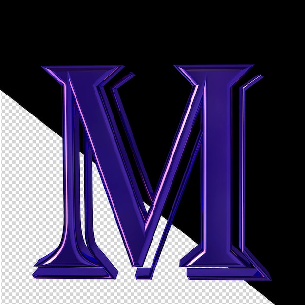 PSD fioletowy symbol widok z przodu litera m