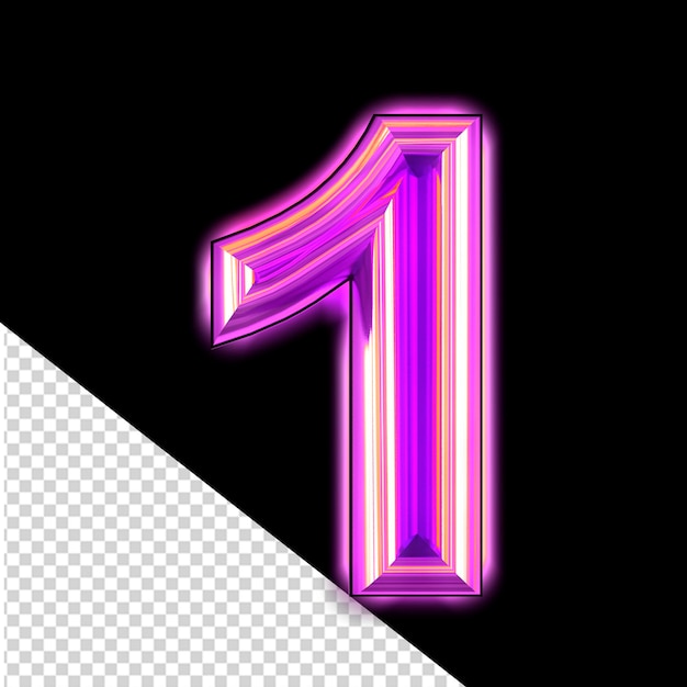 Fioletowy symbol z blaskiem numer 1