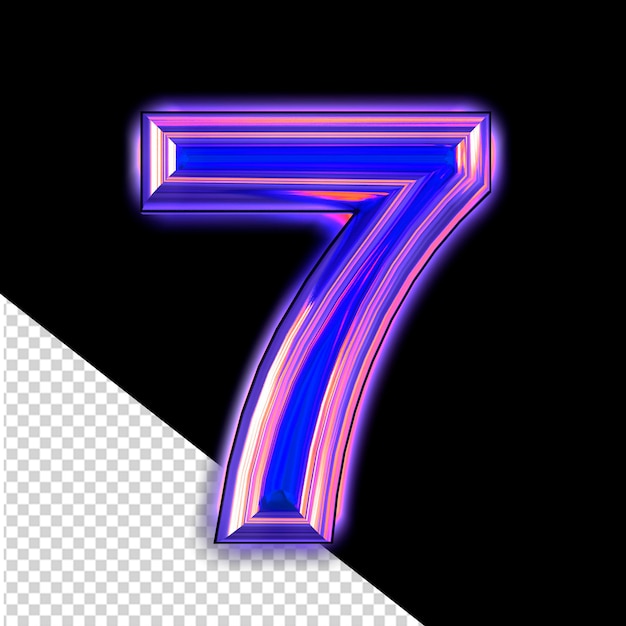 Fioletowy symbol z poświatą numer 7