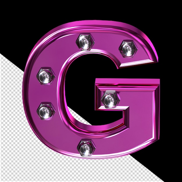 Fioletowy Symbol Z śrubami Litera G