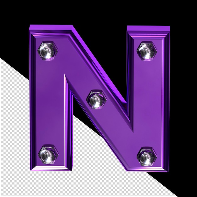 PSD fioletowy symbol z śrubami litera n