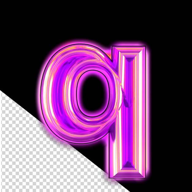 PSD fioletowy symbol z świecącą literą q
