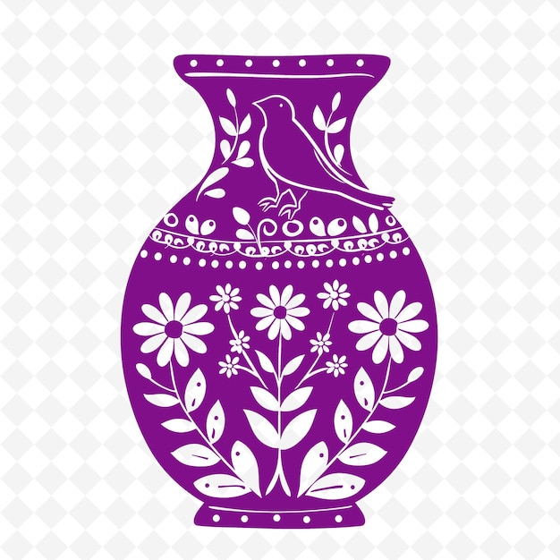 PSD fioletowy wazon z ptakiem na jego szczycie