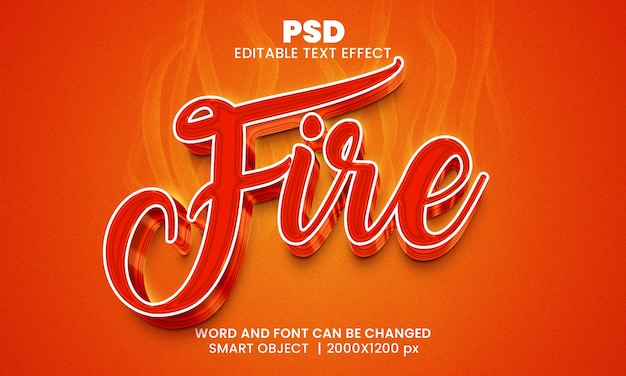 Fire 3d editable text effect Premium Psd with background