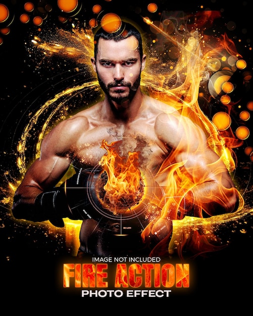Fire action photo effect poster design